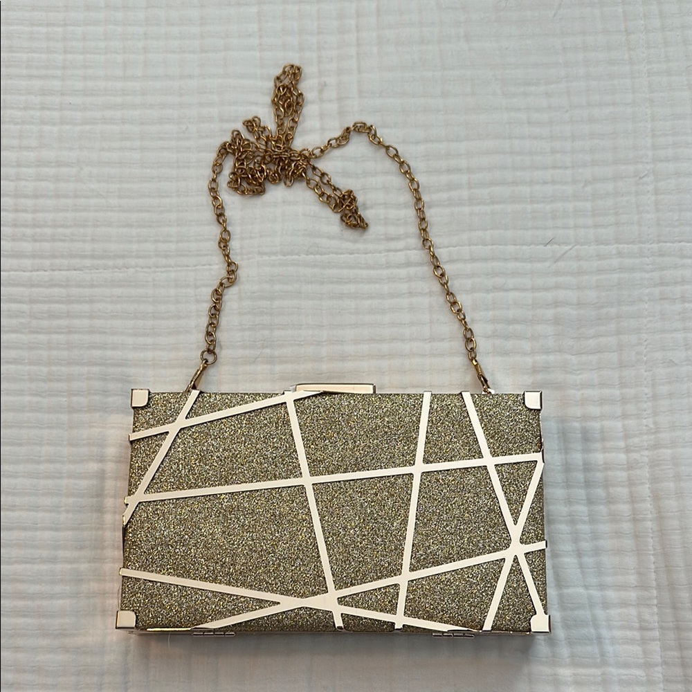 Gold Geometric Clutch Bag